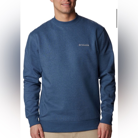 Columbia Men’s Hart Mountain heathered blue crew neck fleece sweatshirt M - Picture 1 of 4